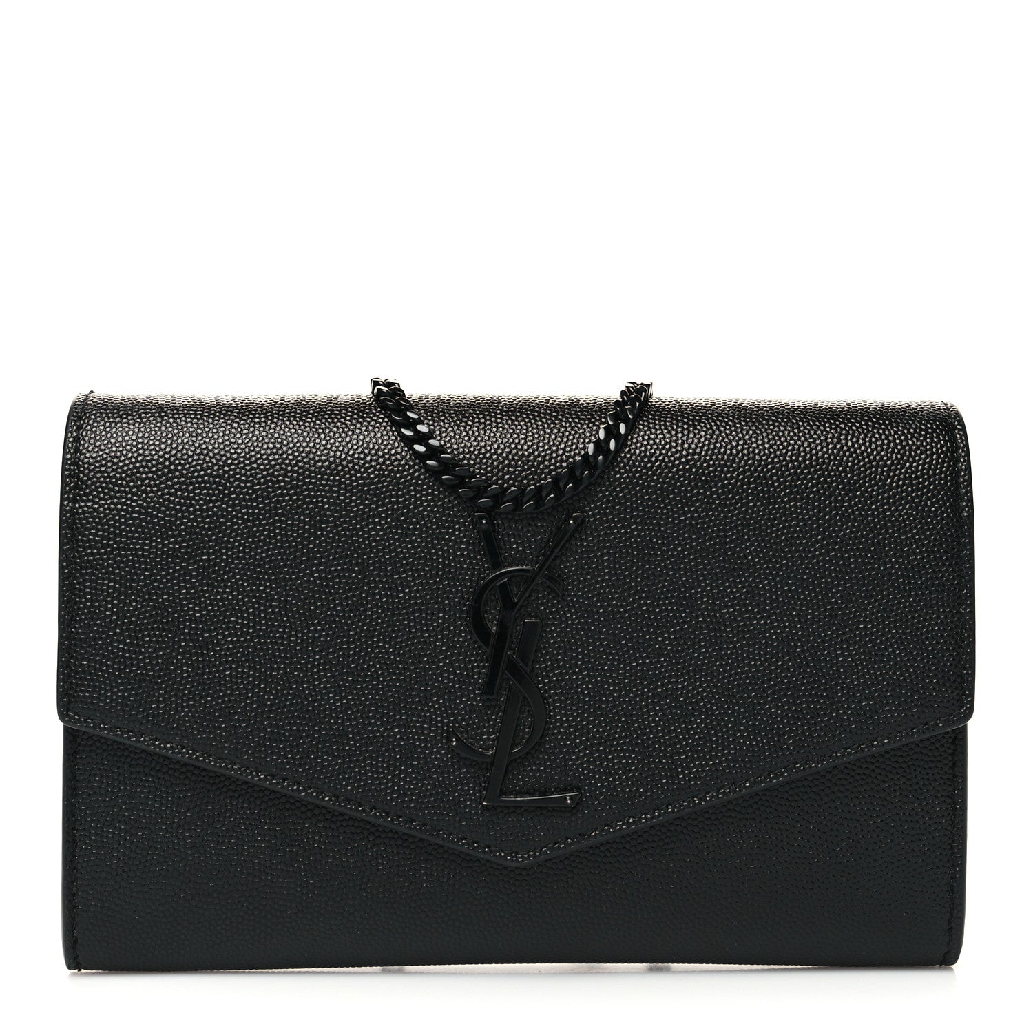 Saint Laurent Grain De Poudre Uptown Chain Wallet Black 2 of 12