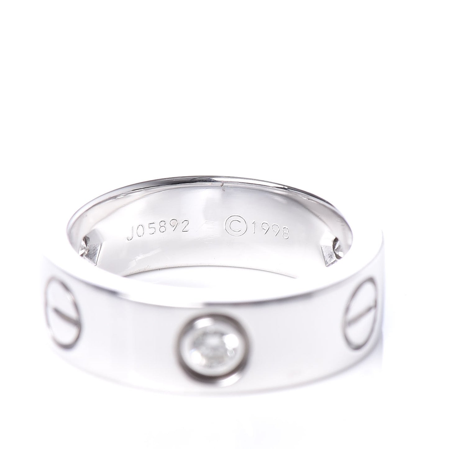 18K White Gold 3 Diamond 5.5mm LOVE Ring 47 4