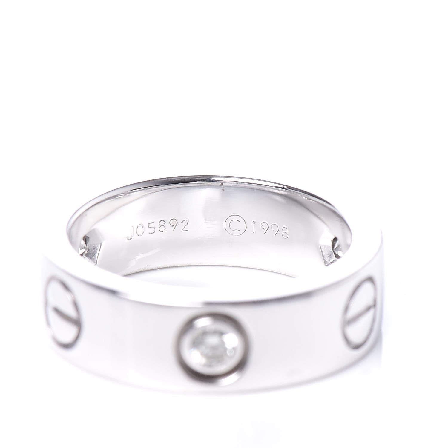 Cartier 18K White Gold 3 Diamond 5.5mm LOVE Ring 47 4 4 of 5