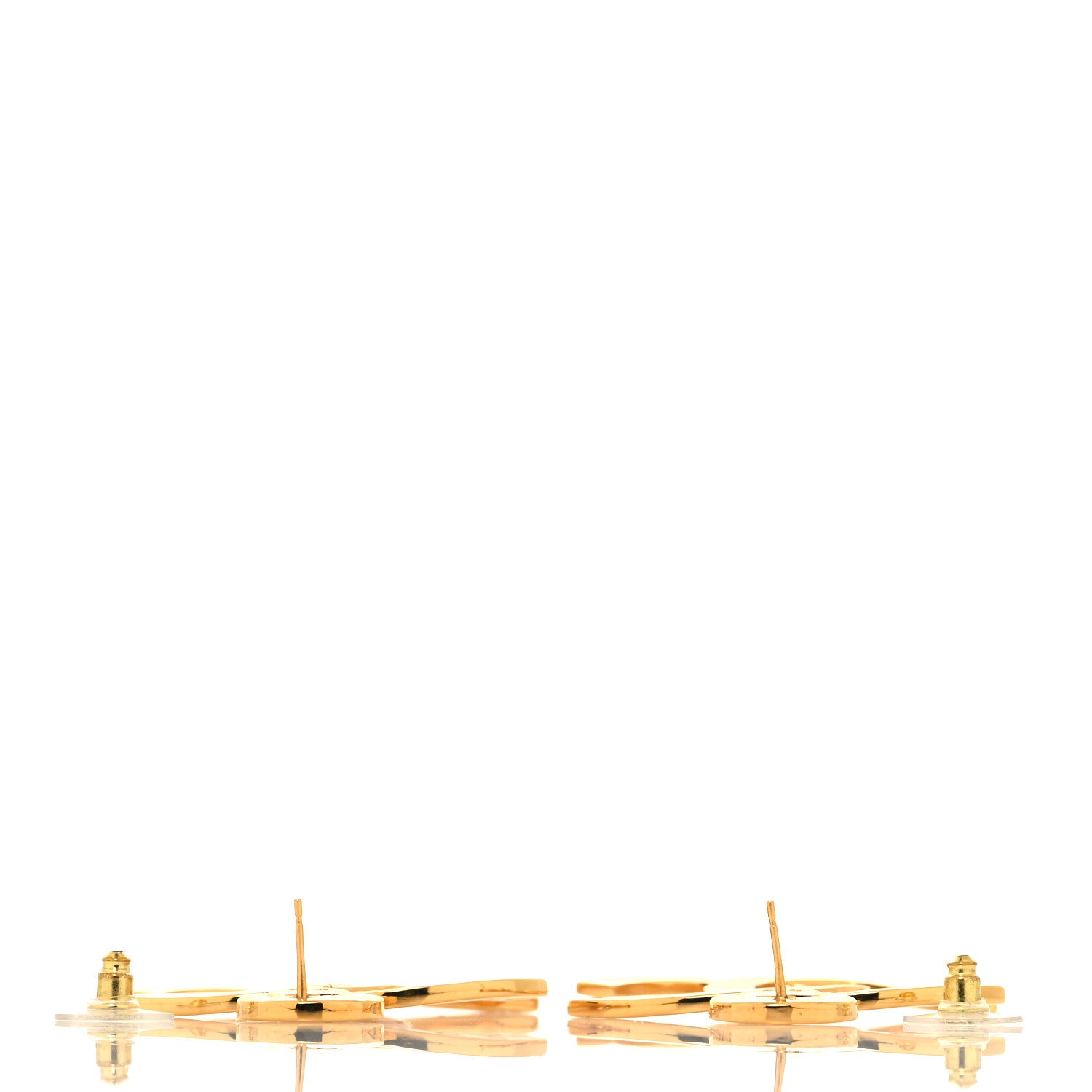 Chanel Metal Large Paris Button Earrings Gold 3 of 4
