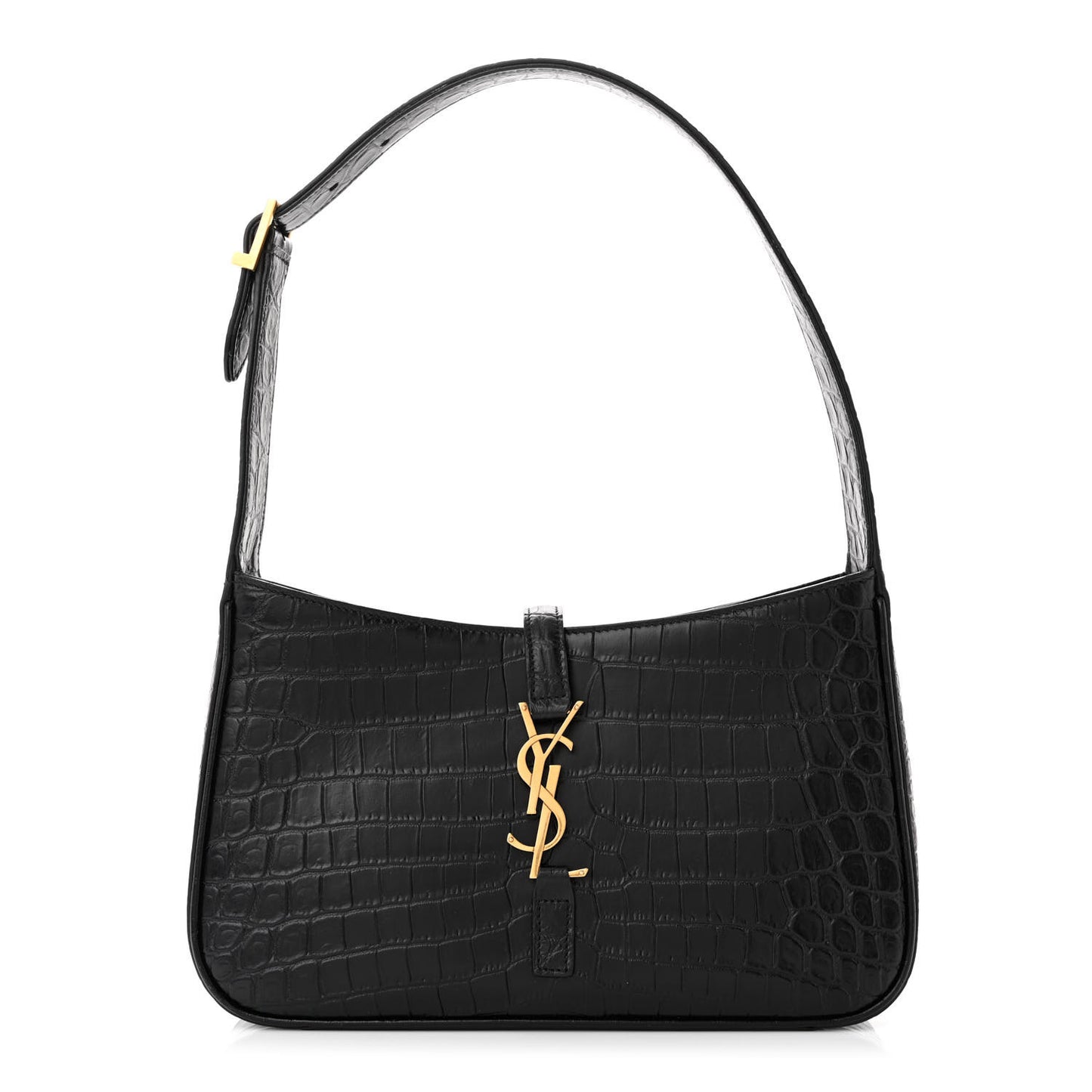 Calfskin Crocodile Embossed LE 5 A 7 Hobo Black
