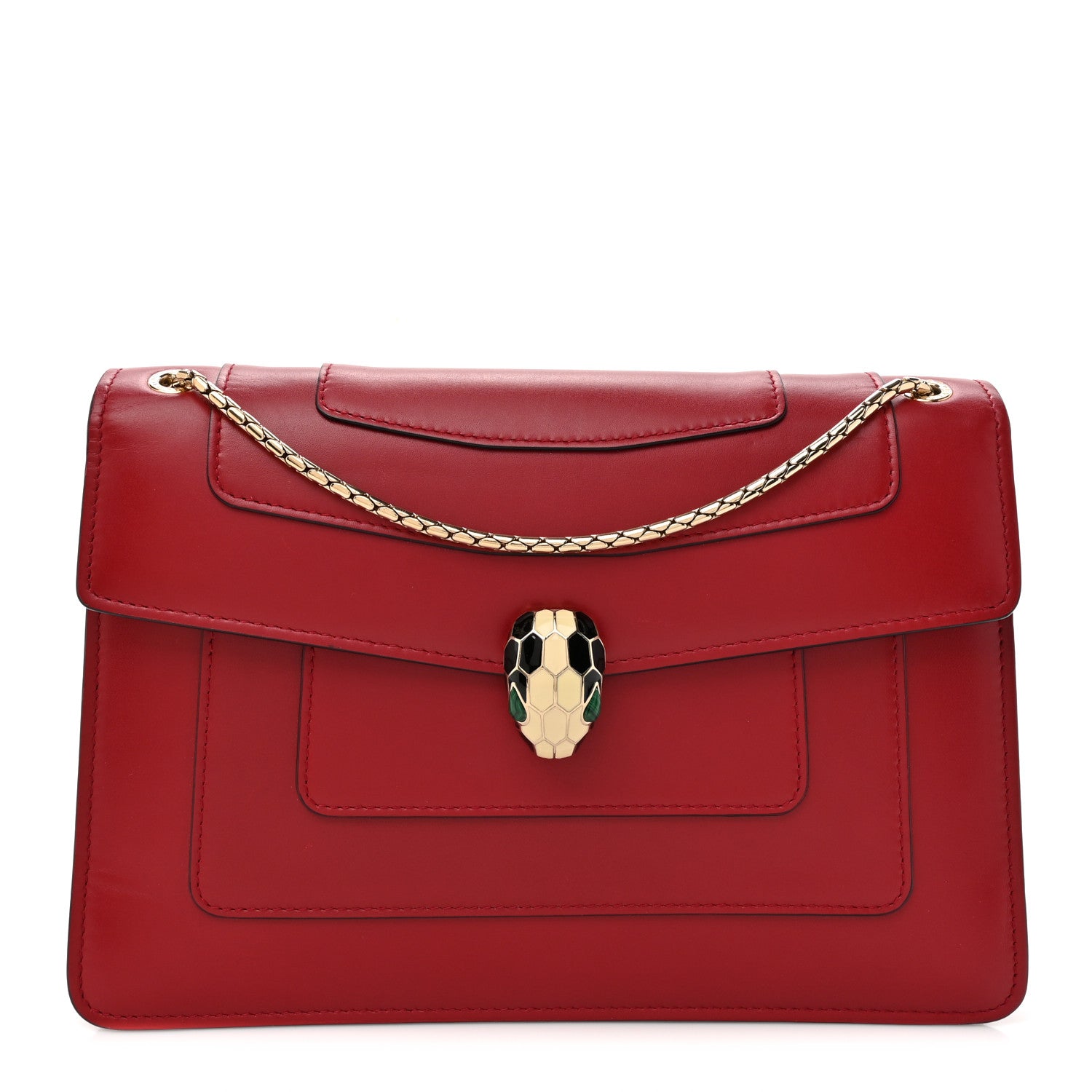 Bulgari Calfskin Serpenti Forever Shoulder Bag Red 1 of 14