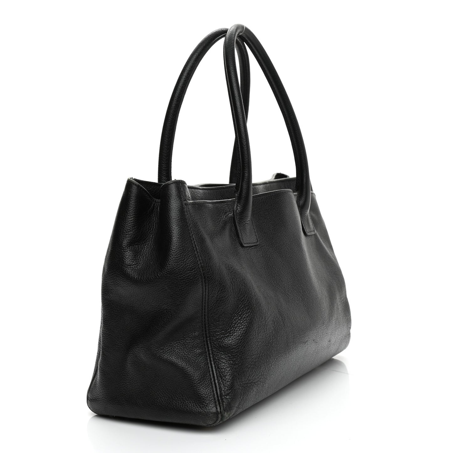 Calfskin Cerf Executive Shopper Tote Black