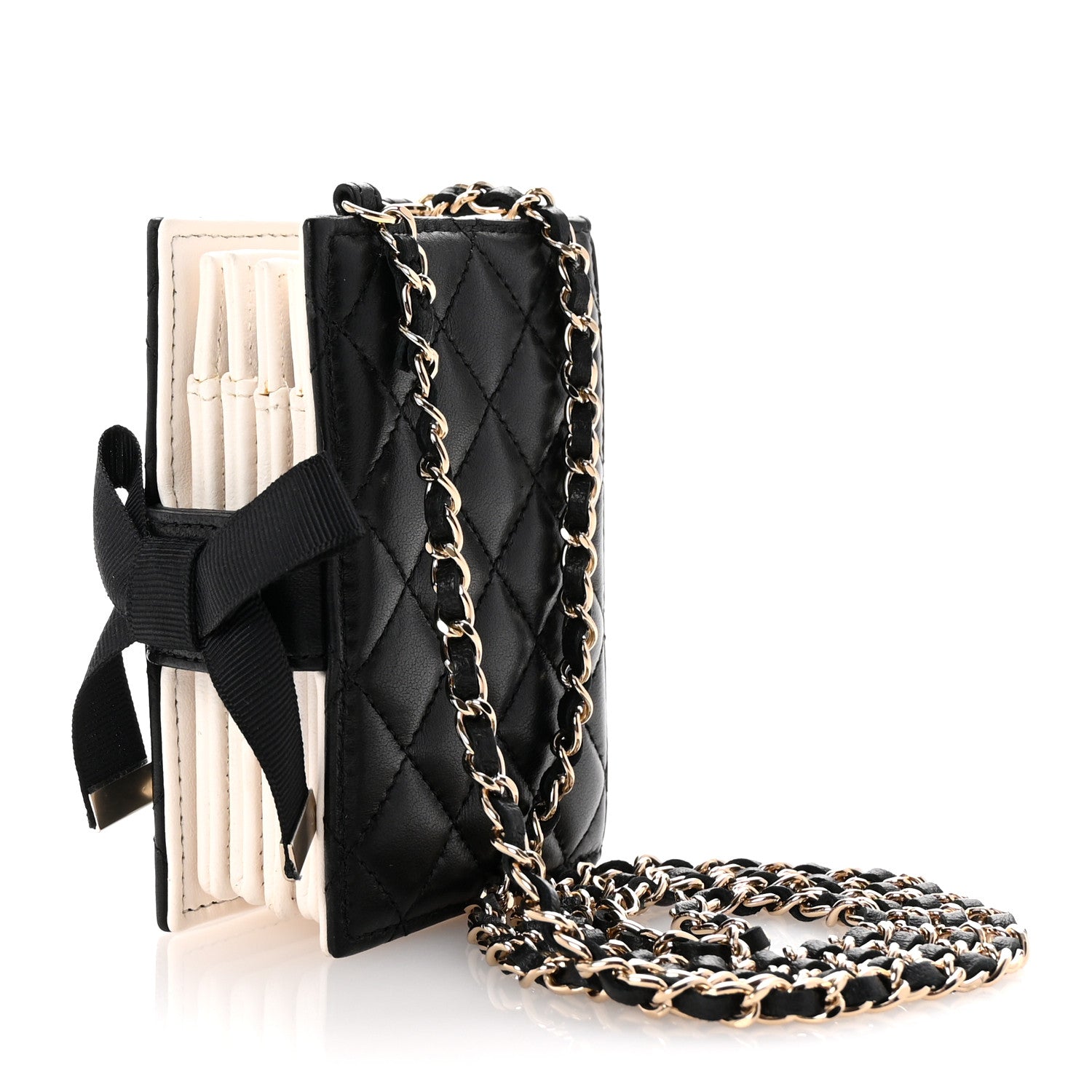 Chanel Lambskin Quilted Book Card Holder on Chain Black 3 of 10