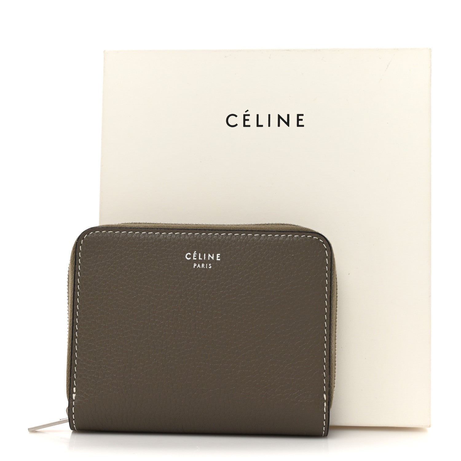 Celine Grained Calfskin Compact Zipped Wallet Souris 7 of 7