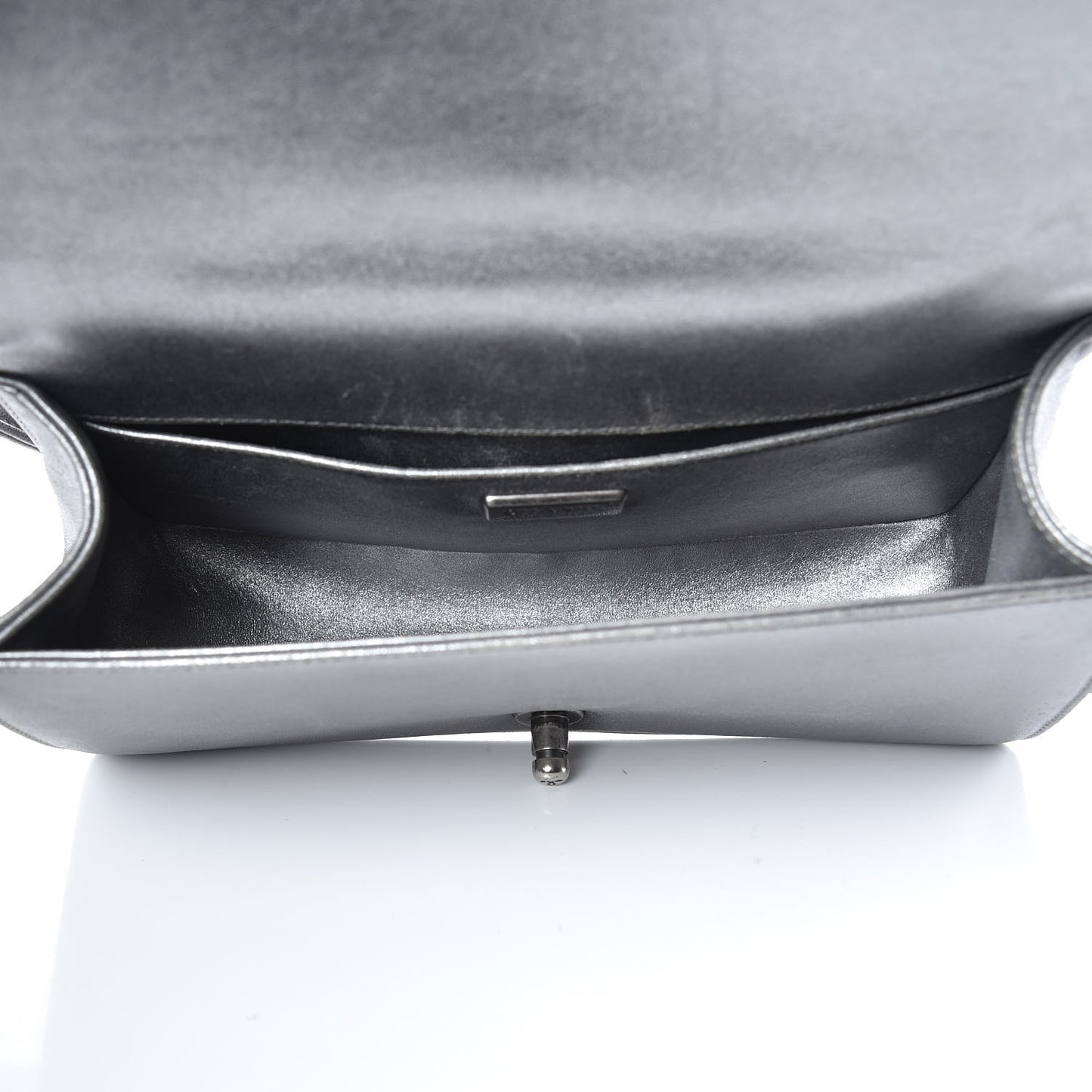 Metallic Lambskin Embellished Medium Boy Flap Silver
