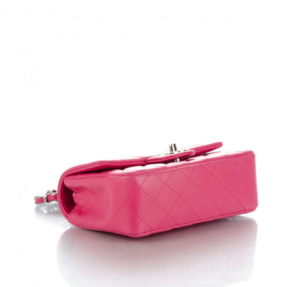 Chanel Lambskin Quilted Mini Rectangular Flap Dark Pink 4 of 11