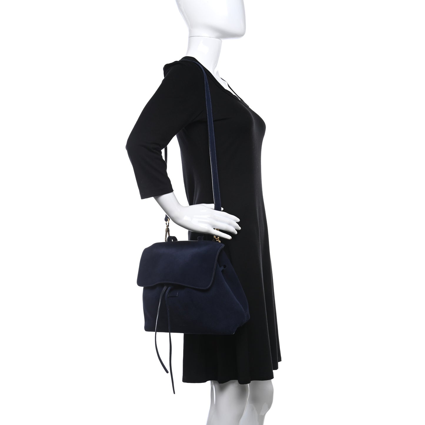 Suede Mini Lady Bag Navy Blue