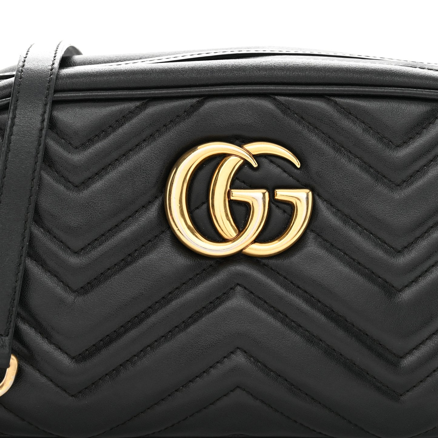 Calfskin Matelasse Small GG Marmont Chain Shoulder Bag Black