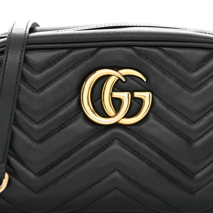 Gucci Calfskin Matelasse Small GG Marmont Chain Shoulder Bag Black 8 of 12