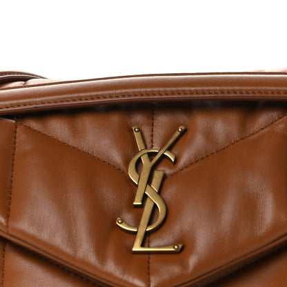 Saint Laurent Lambskin Quilted Small Loulou Puffer Monogram Chain Satchel Dark Honey 9 of 11