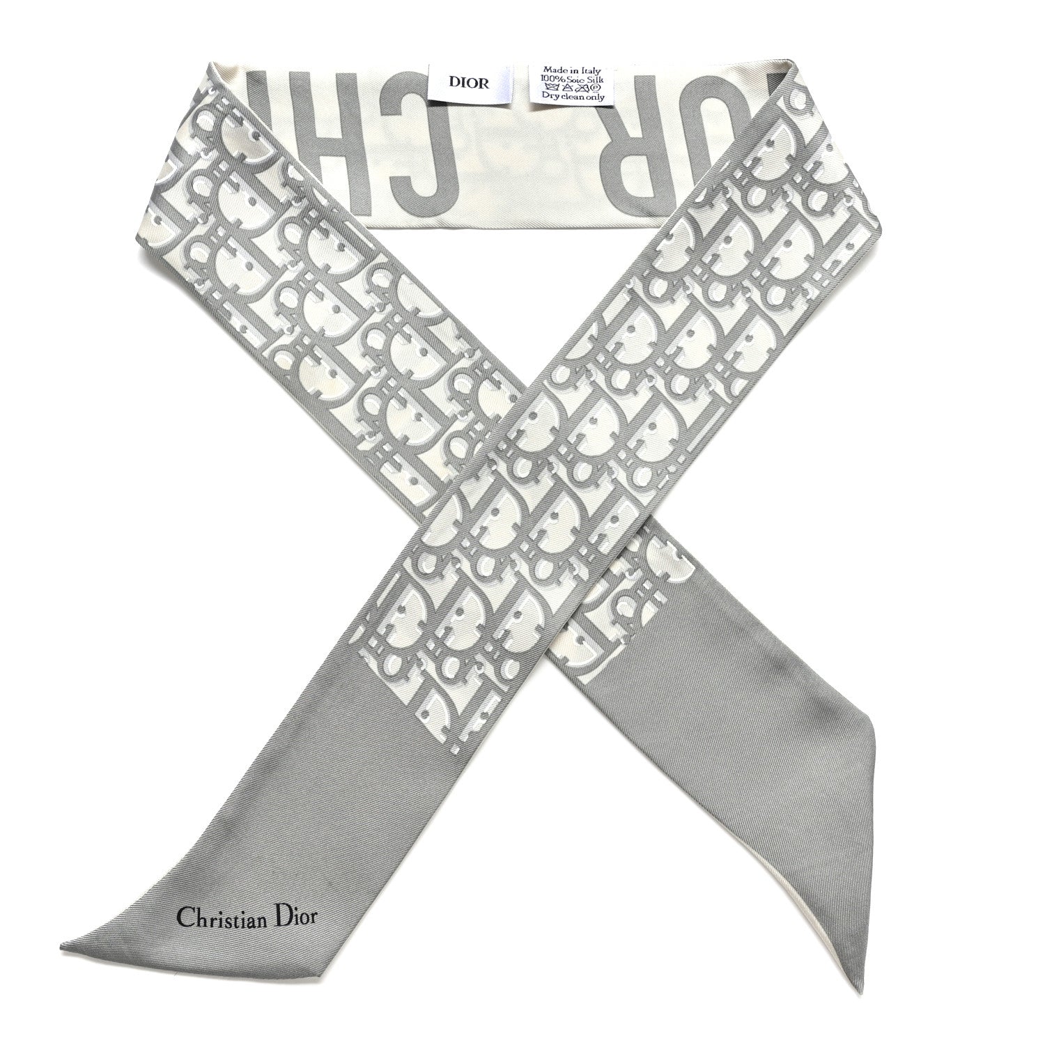 Christian Dior Silk Oblique Mitzah Scarf Grey 1 of 6