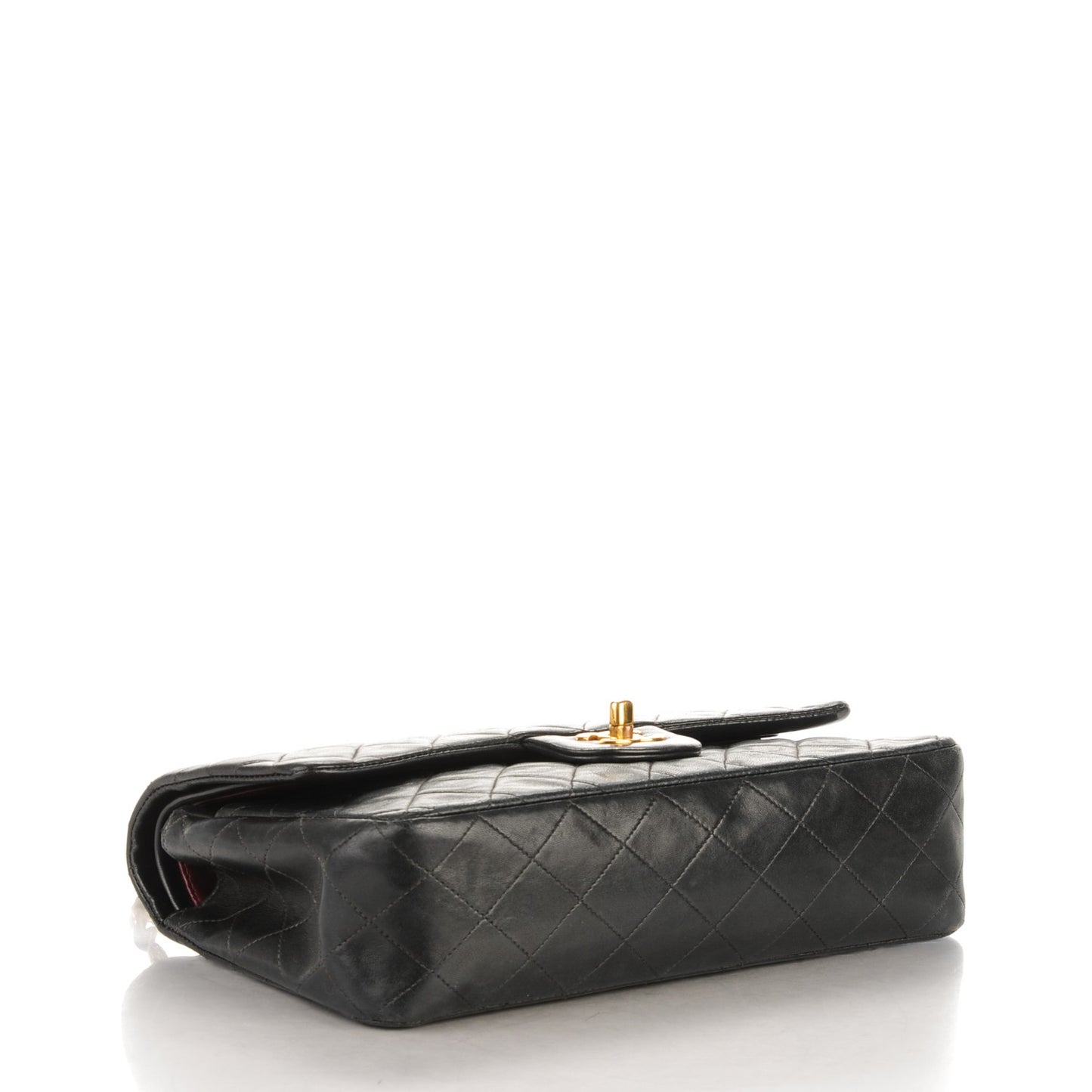 Lambskin Quilted Medium Double Flap Black