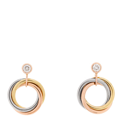 Cartier 18K Pink Yellow White Gold Diamond Trinity Drop Earrings 1 of 5