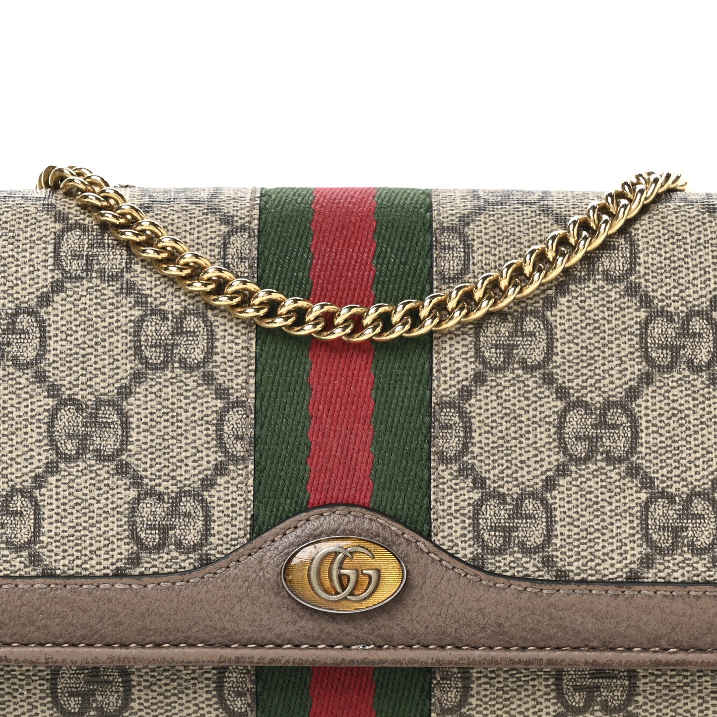 GG Supreme Monogram Web Ophidia Wallet On Chain Brown
