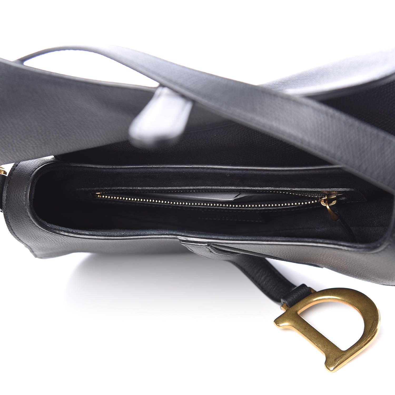 Christian Dior Grained Calfskin Saddle Bag Black 5 of 12