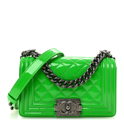 Chanel Patent Quilted Small Boy Flap Green 1 of 10