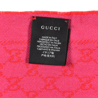 Gucci Wool Silk GG Monogram GGWeblong Fringe Scarf Shawl Orange Pink 4 of 5