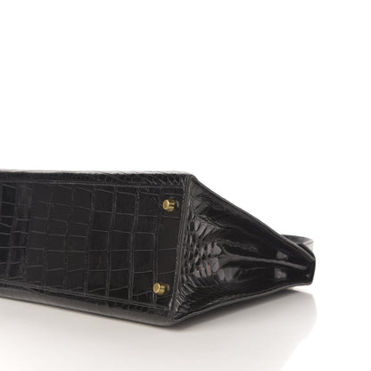 Hermes Shiny Crocodile Kelly Sellier 32 Black 10 of 22