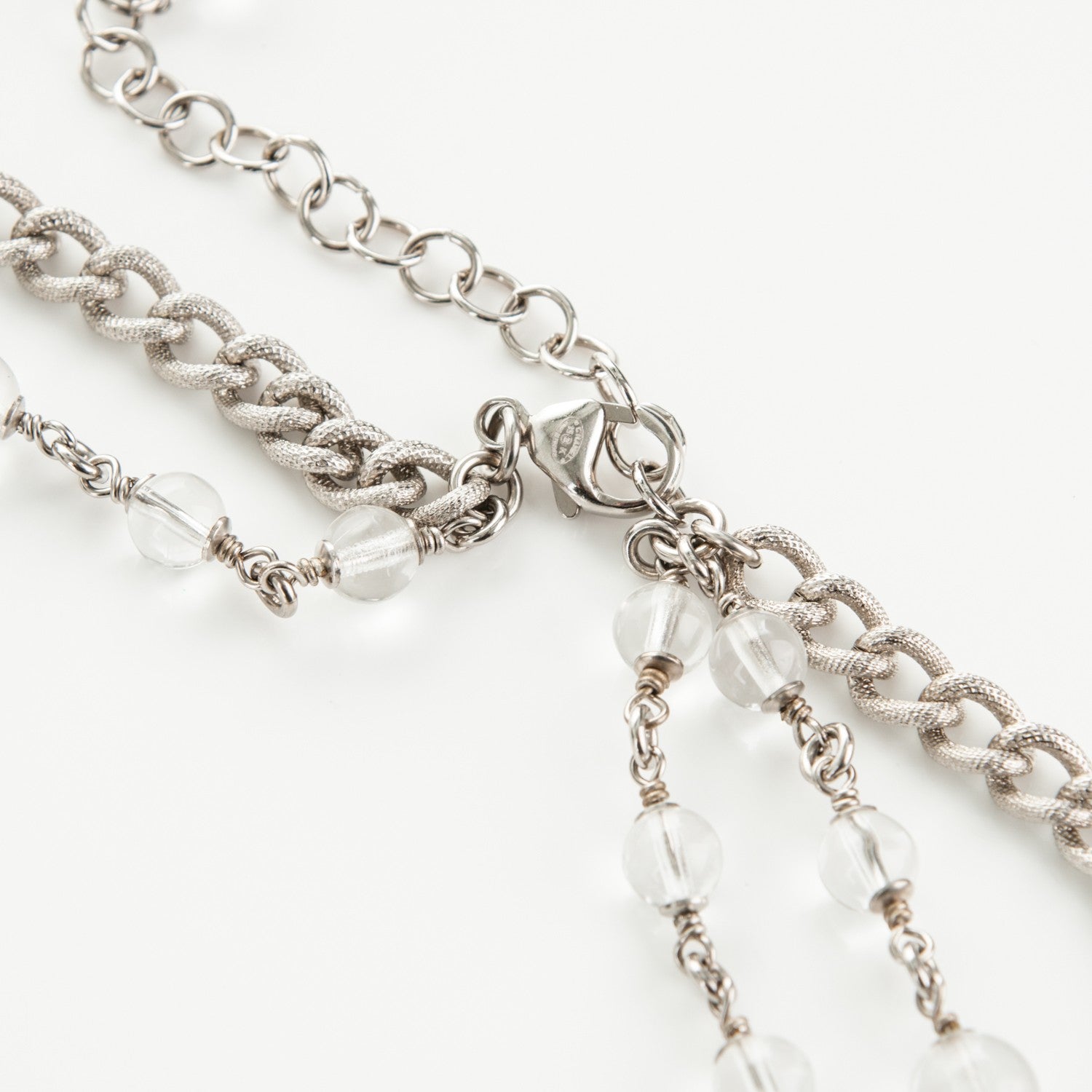 Chanel Crystal Bead CC Long Necklace Silver 6 of 6
