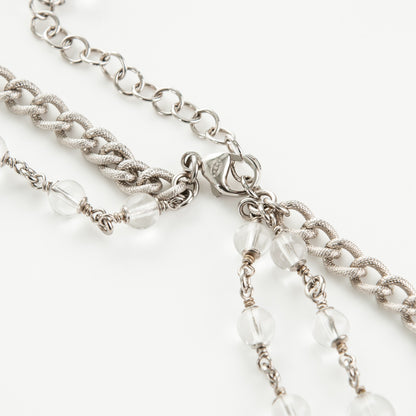 Chanel Crystal Bead CC Long Necklace Silver 6 of 6