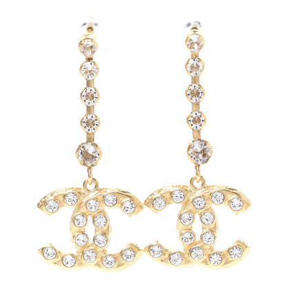 Chanel CC Crystal Drop Earrings Gold 1 of 5
