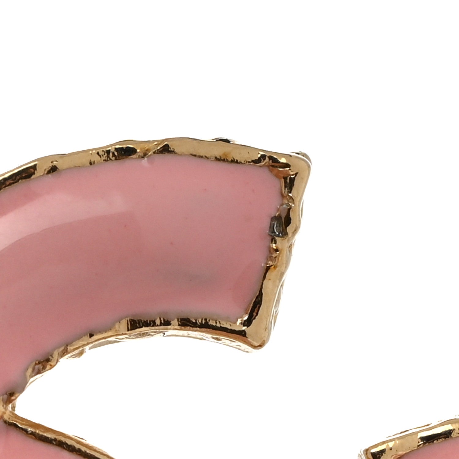 Chanel Metal Enamel CC Earrings Pink Gold 5 of 5