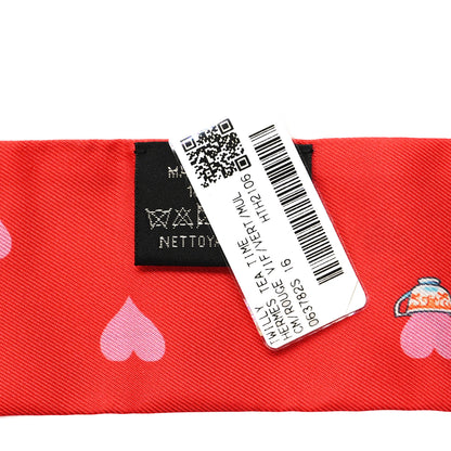 Hermes Silk Tea Time Twilly Rouge Vif Vert Multicolor 3 of 4