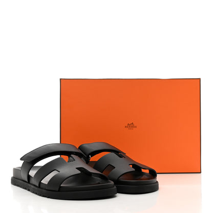 Hermes Calfskin Womens Chypre Sandals 37.5 Black 9 of 9