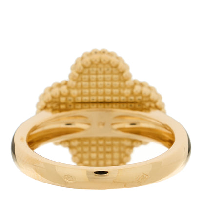 Van Cleef & Arpels 18K Yellow Gold Black Onyx Diamond Vintage Alhambra Ring 51 5.75 3 of 5