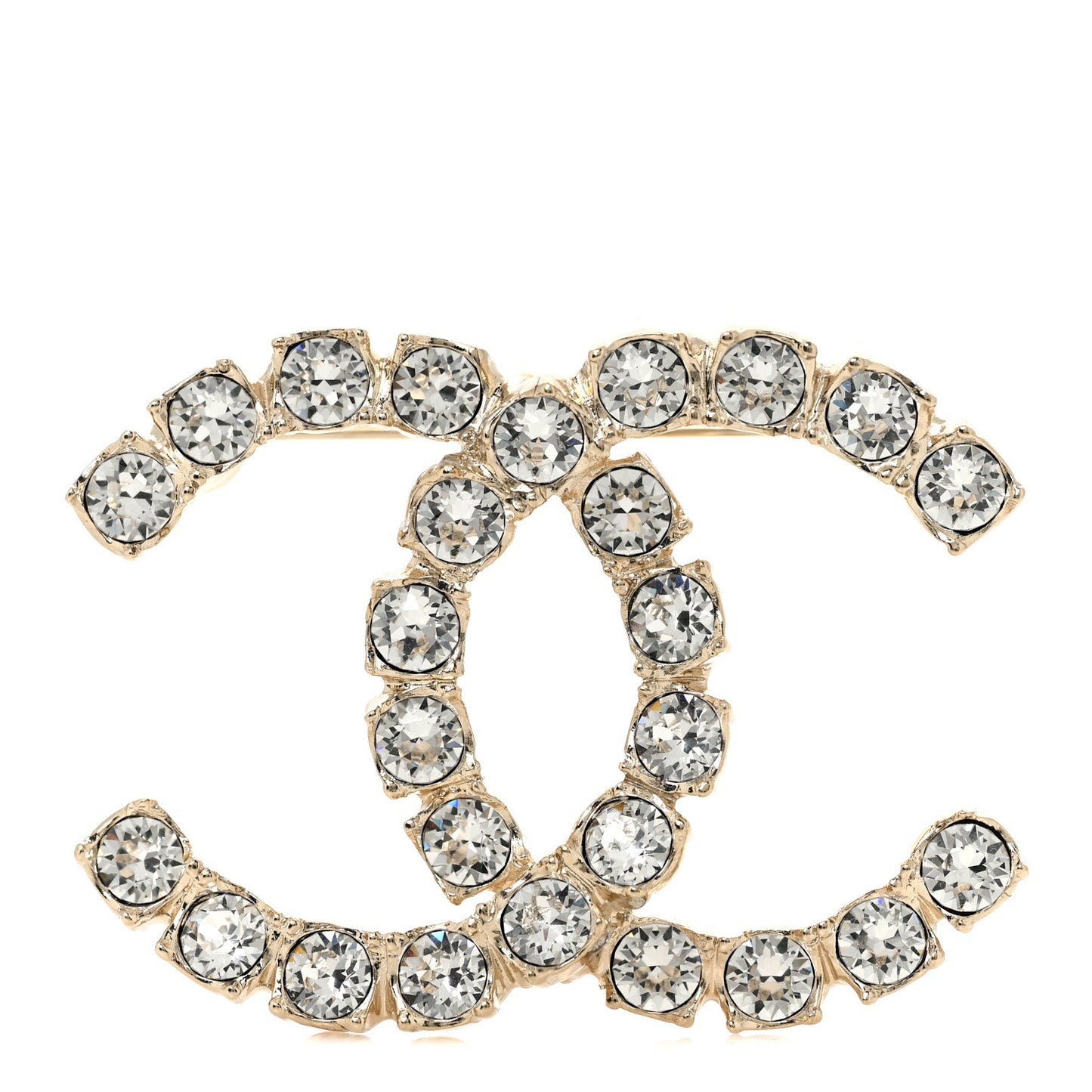 Crystal Coco's Pearls CC Brooch Light Gold