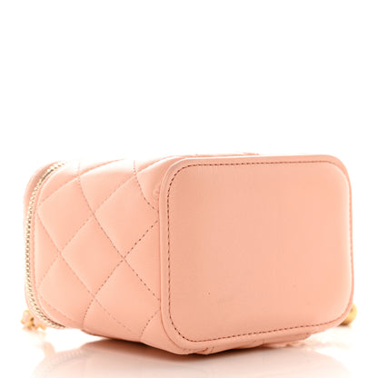 Chanel Lambskin Quilted Pearl Crush Mini Vanity Case With Chain Light Beige 4 of 11