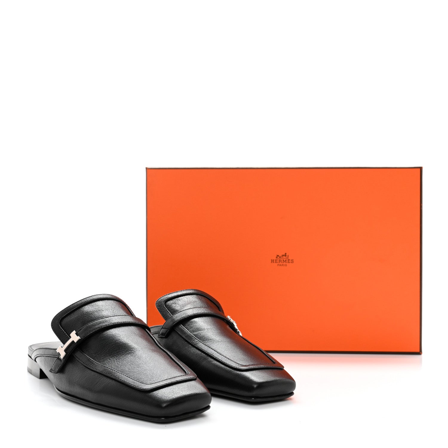 Hermes Goatskin Groupie Mule 38 Black 9 of 9