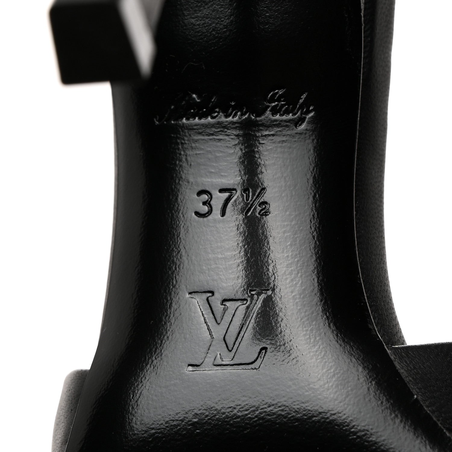 Louis Vuitton Lambskin Embossed Monogram Revival High Heel Mules 37.5 Black 8 of 10