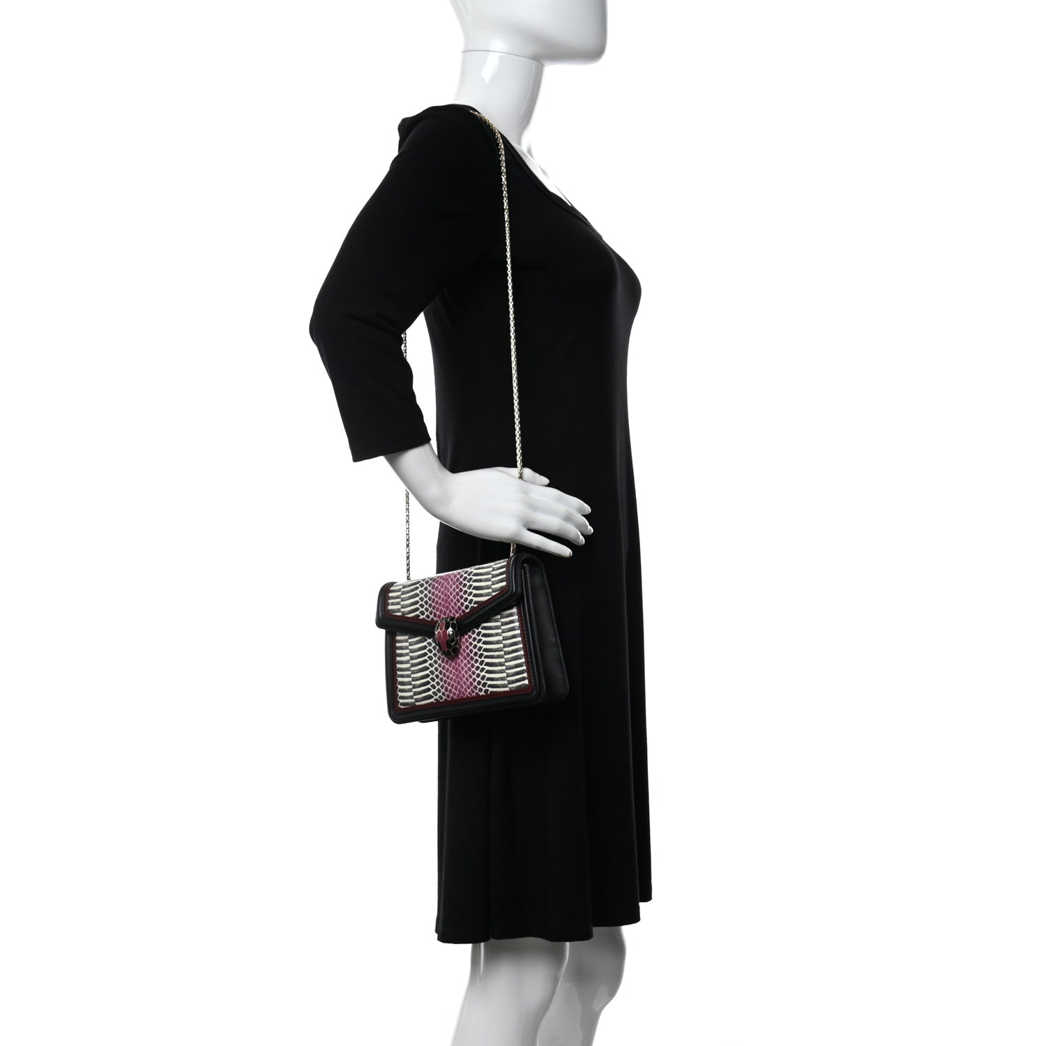 Bulgari Calfskin Elaphe Serpenti Forever Crossbody Bag Ruby Wine Black Multicolor 2 of 8