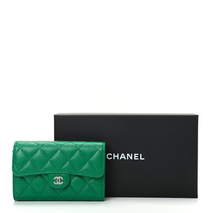 Chanel Caviar Quilted Medium Flap Wallet Green 8 of 8