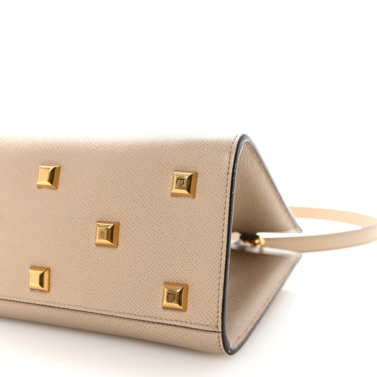 Salvatore Ferragamo Calfskin Small The Studio Box Bag Daino 9 of 9