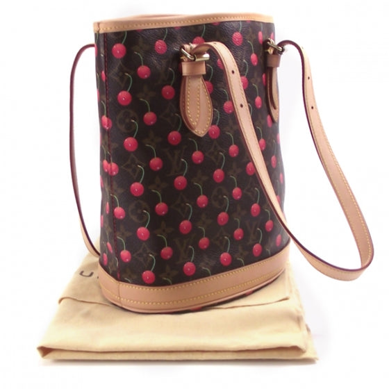 Monogram Cerises Petite Bucket Bag Cherry