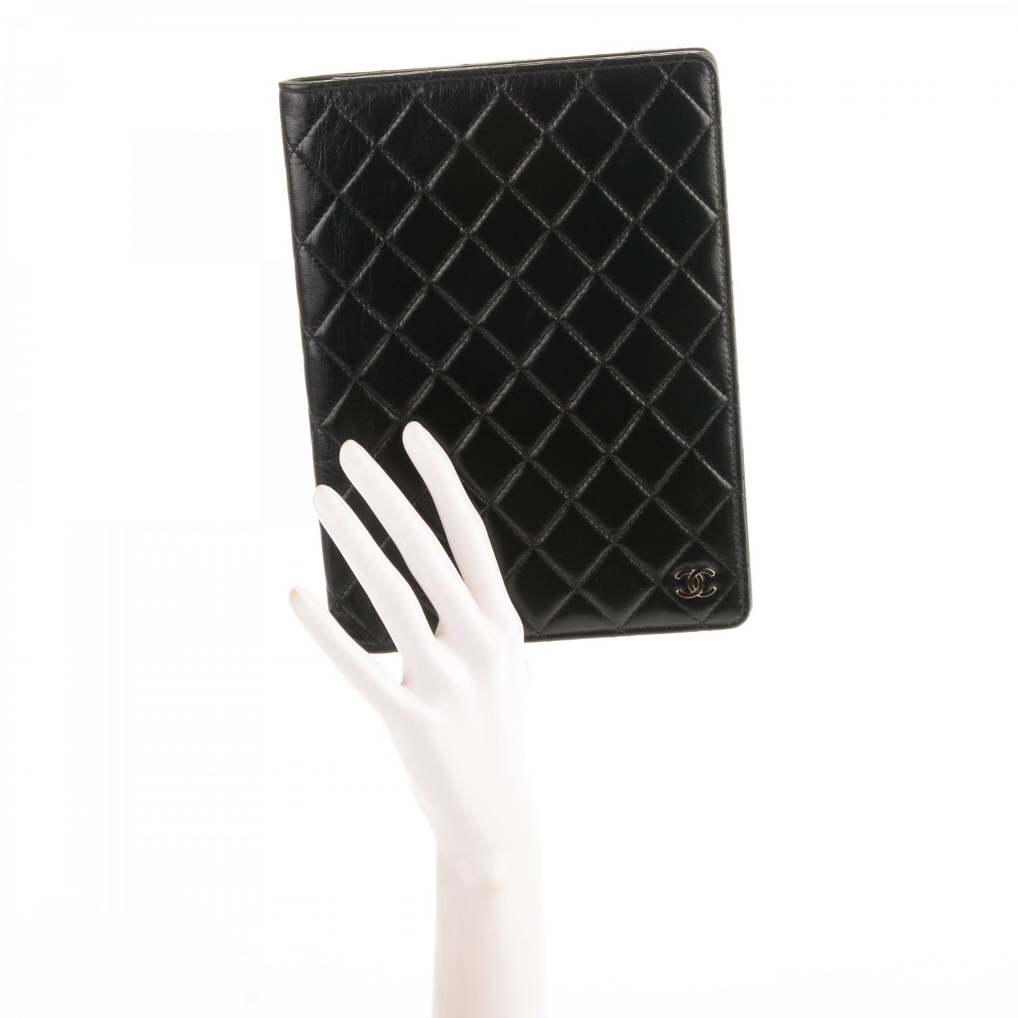 Lambskin Quilted Large Agenda Cover Black