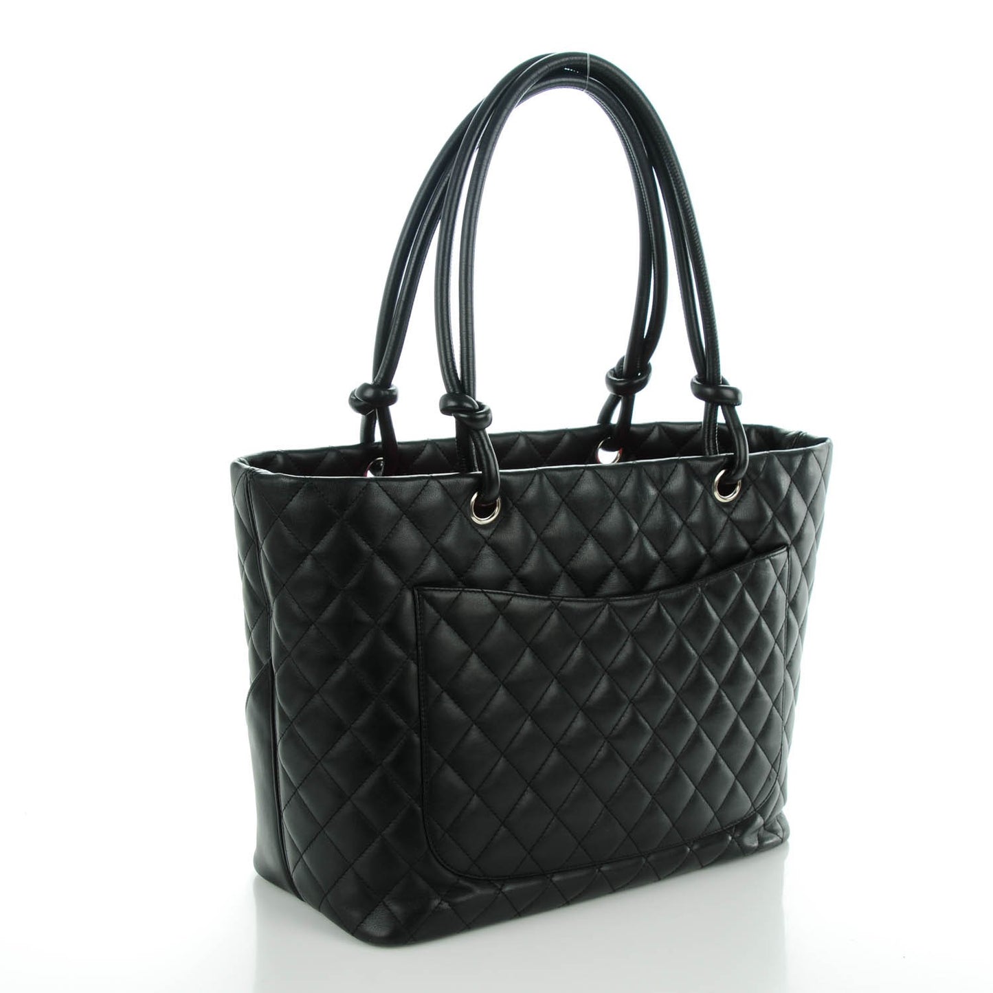 Calfskin Quilted Large Cambon Tote Black White