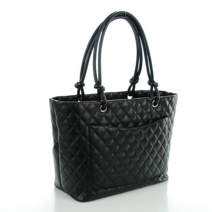 Chanel Calfskin Quilted Large Cambon Tote Black White 3 of 7