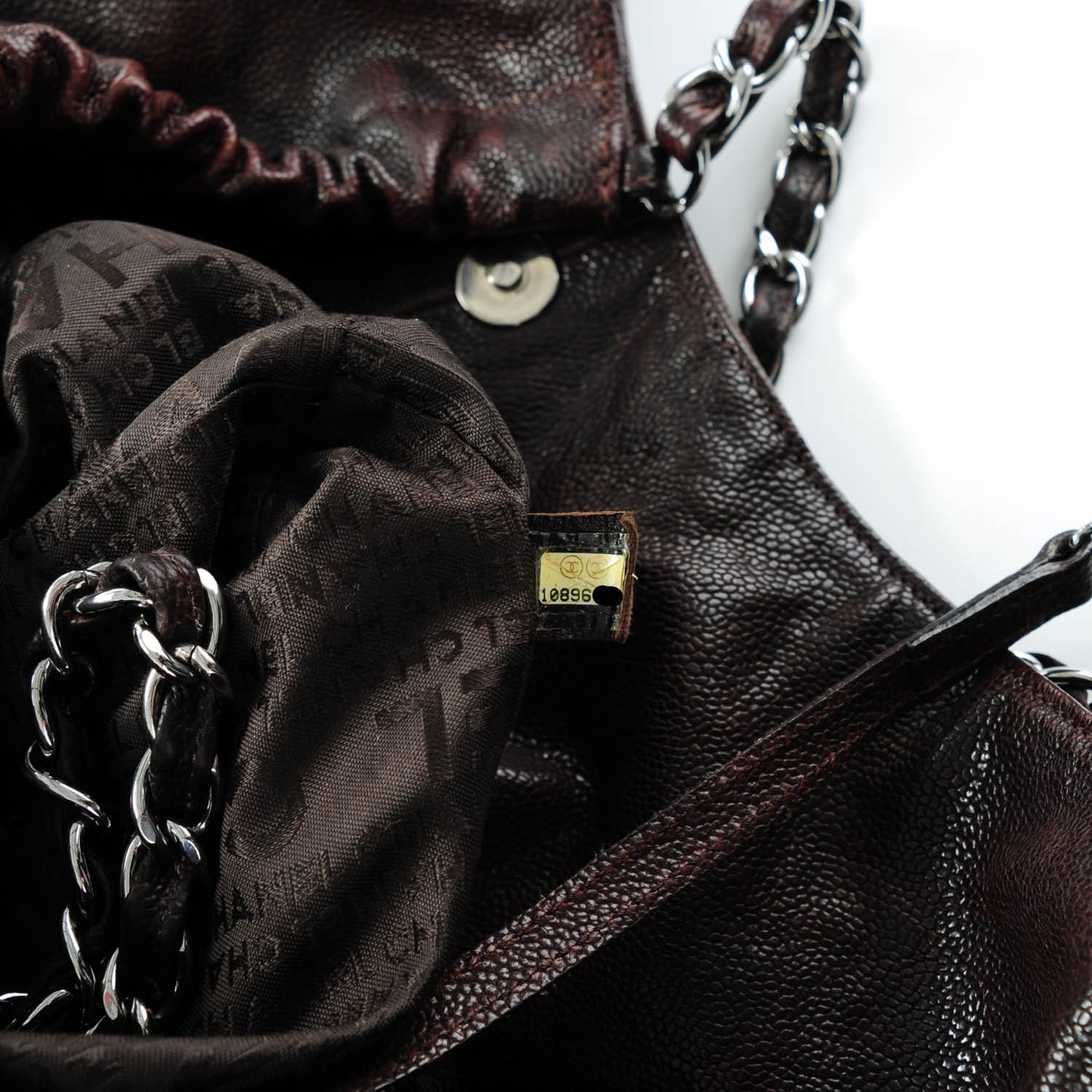 Distressed Caviar XL Coco Cabas Brown