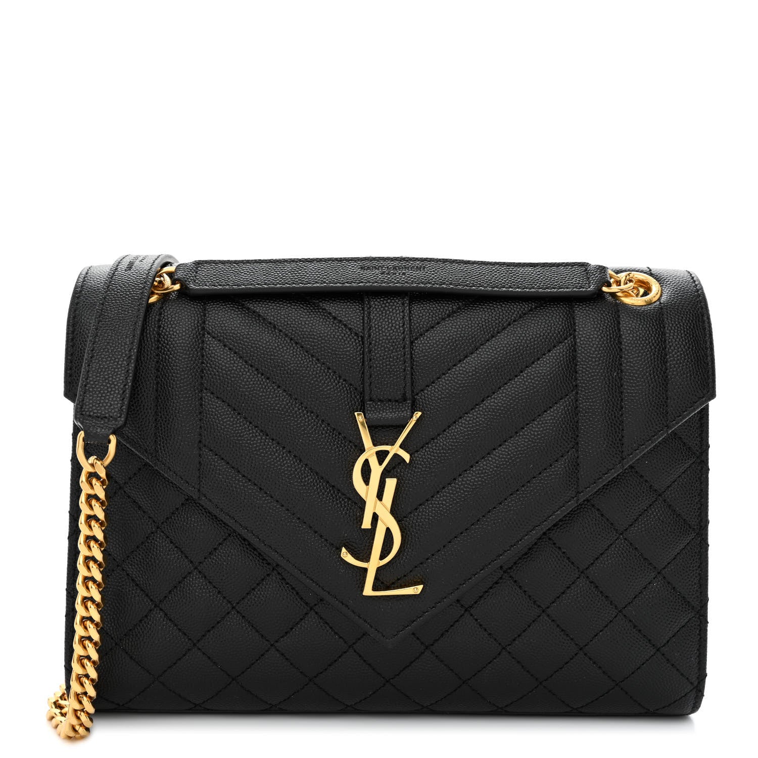Saint Laurent Grain De Poudre Textured Mixed Matelasse Triquilt Medium Monogram Satchel Black 1 of 11