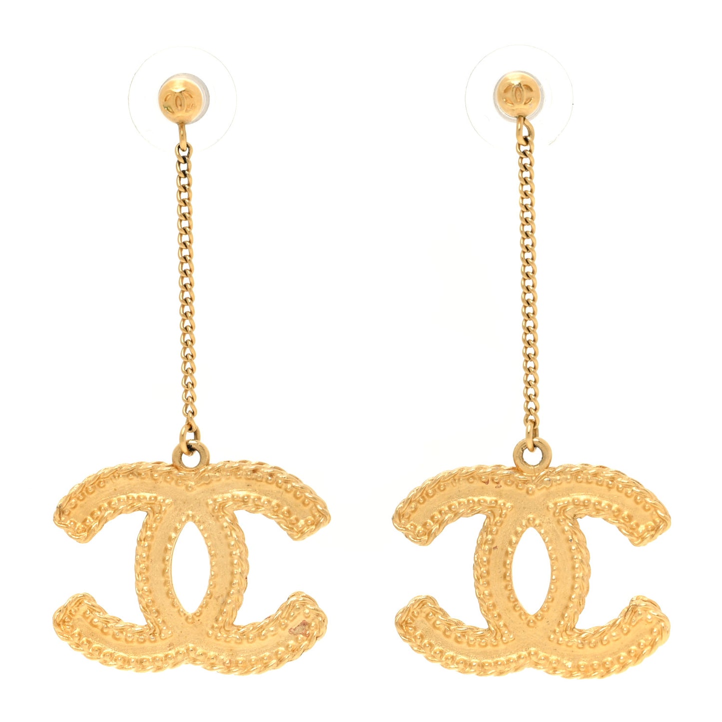 CC Drop Earrings Matte Gold