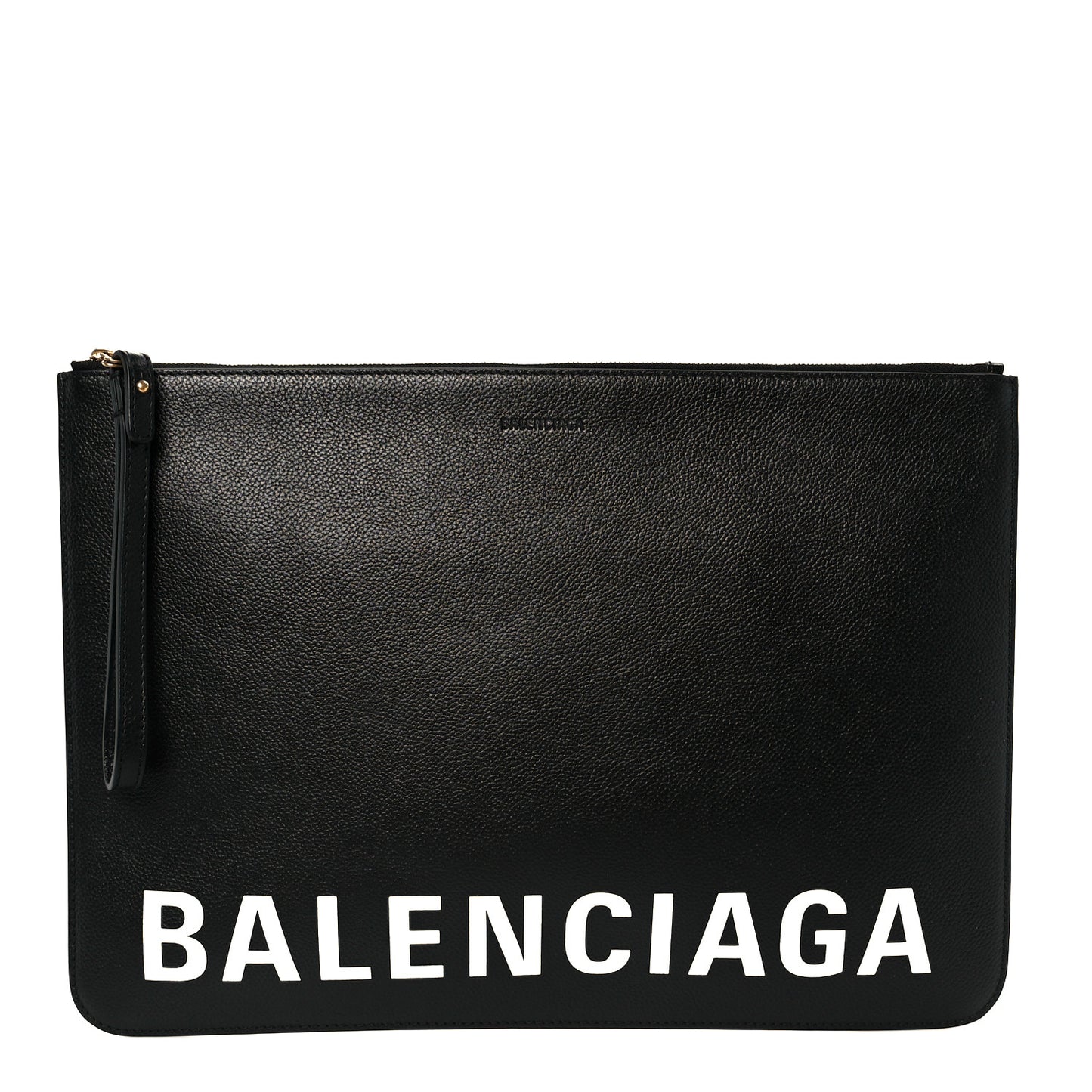 Calfskin Logo Large Cash Pouch With Handle Black White