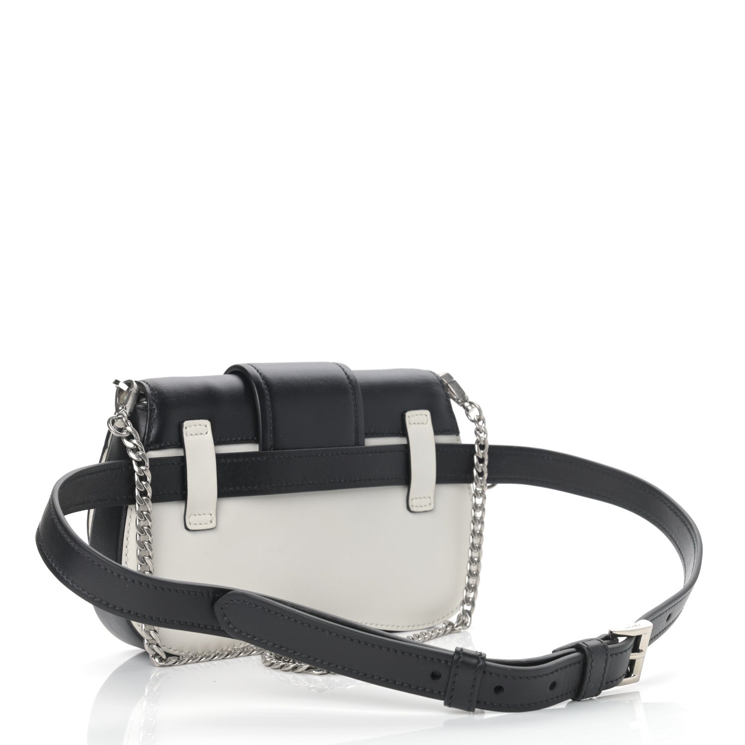 Prada City Calfskin Sidonie Belt Bag White Black 4 of 10