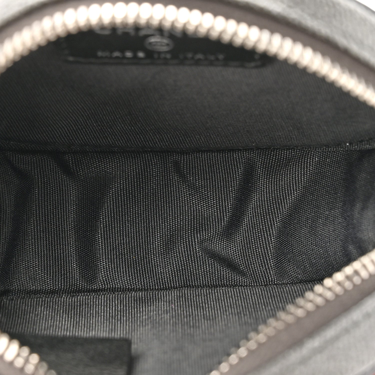 Chanel Metallic Caviar Quilted Filigree Zip Around Classic Coin Purse Dark Silver 5 of 7