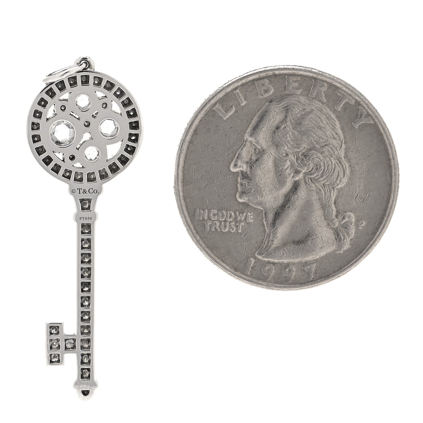 Platinum Diamond Cobblestone Key Pendant