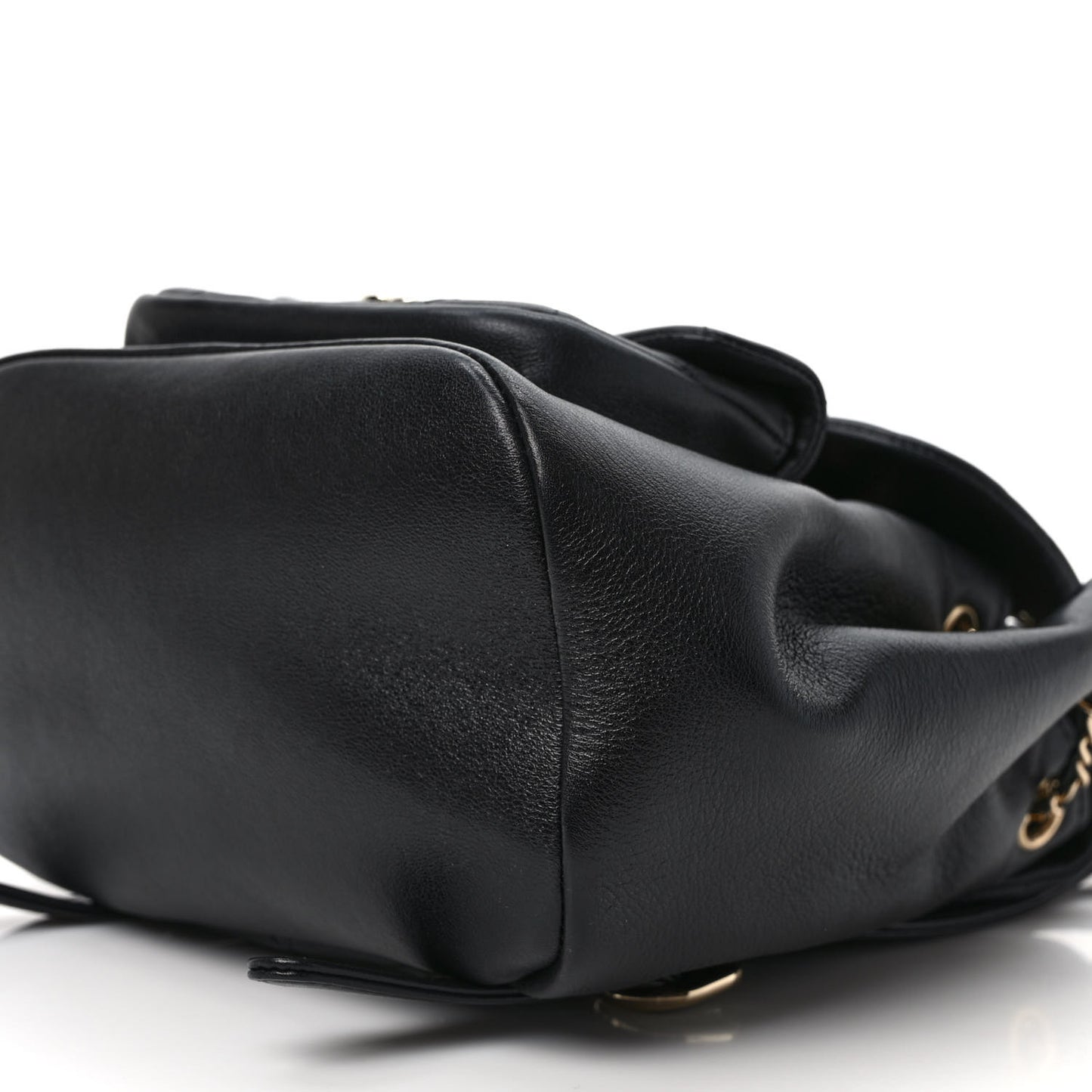 Lambskin Quilted Small Duma Drawstring Backpack Black