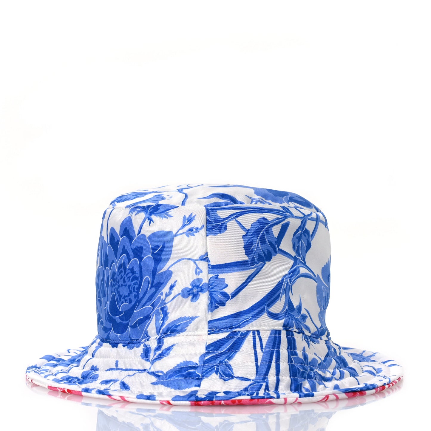 Silk Monogram Bob Reversible Flora Bucket Hat with Pouch  Pink Blue White